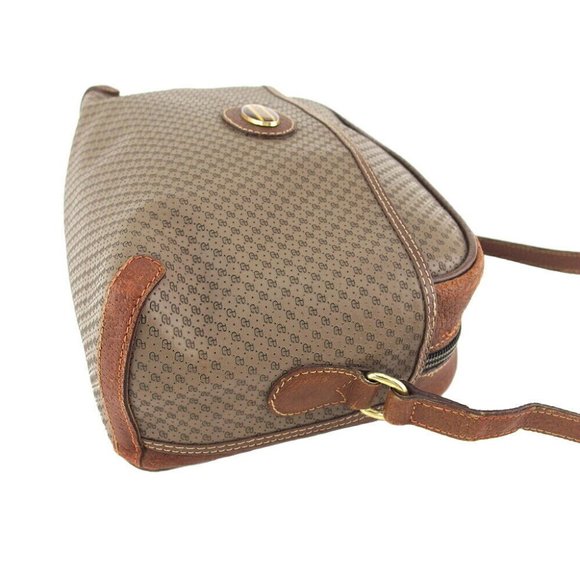 GUCCI Shoulder Bag Logo Plate Gray Gray PVC x Leather Authentic USED - Picture 4 of 11